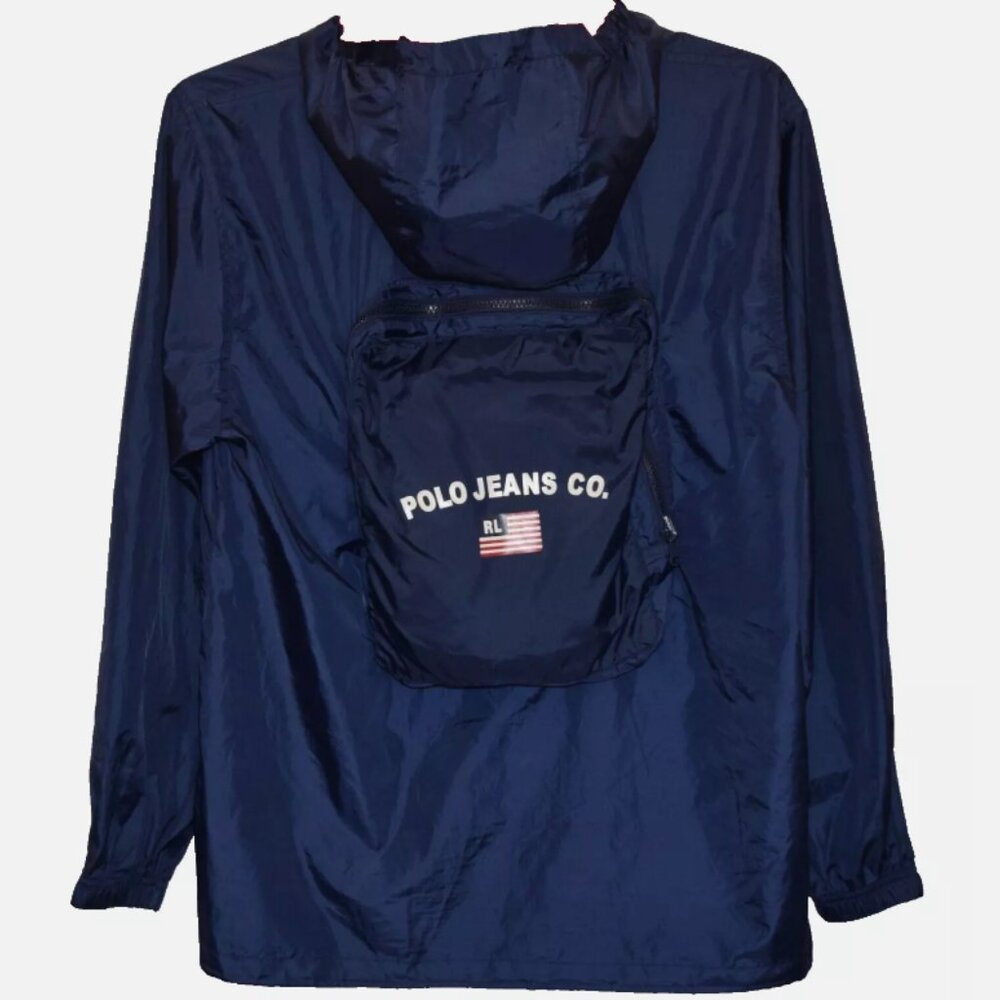 Vintage Polo Jeans Co Ralph Lauren Youth Convertible To Backpack Jacket L(16-18)
